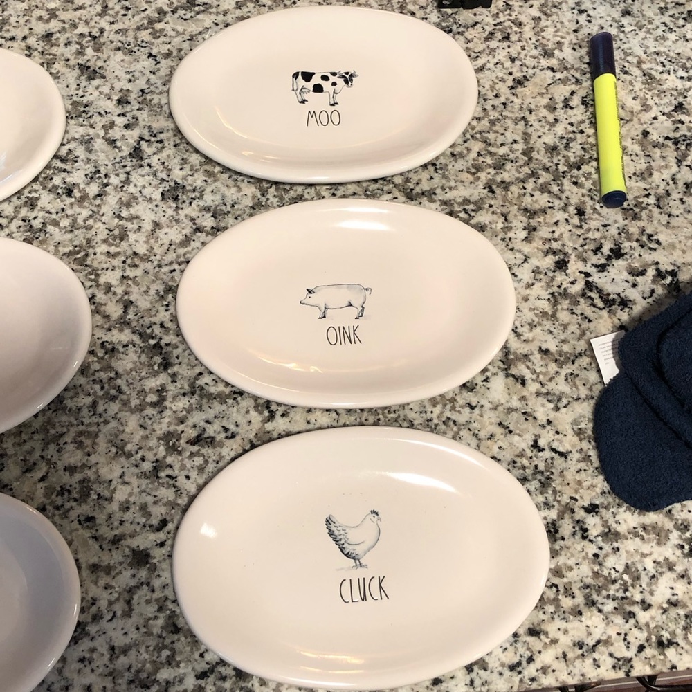 Rae Dunn Set Of 3 farm line plates
